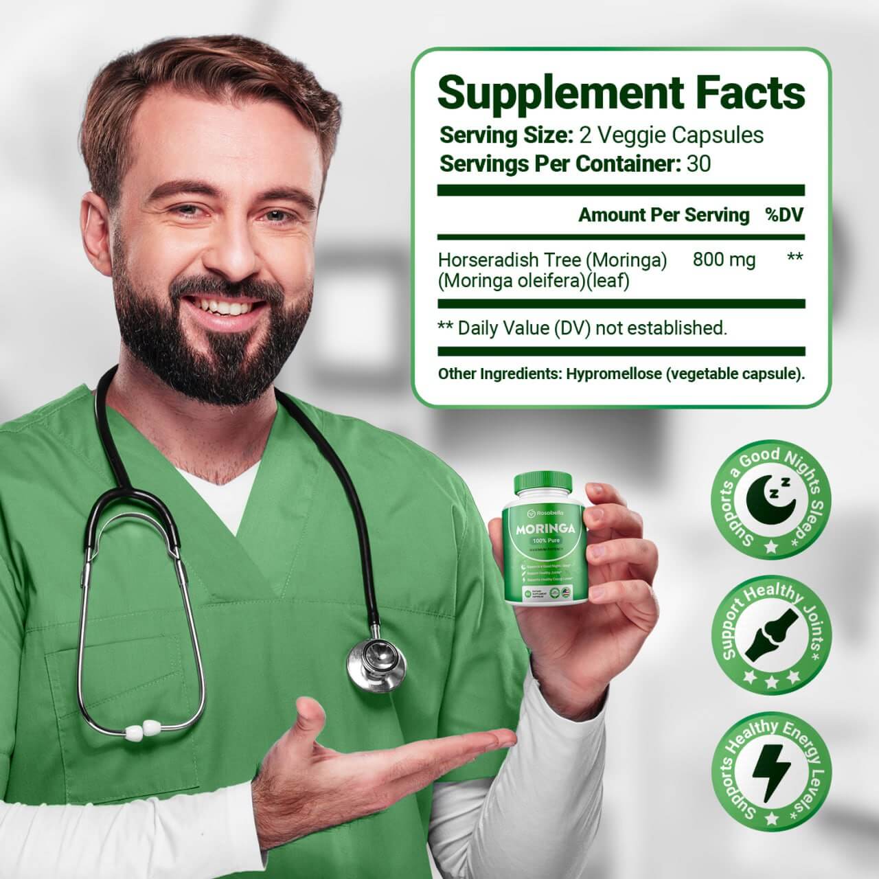 Pure Moringa Powder Capsules